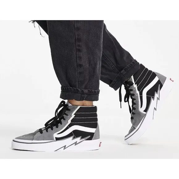 VANS Sk8 High Bolt Black Gray Suede Skateboard SB Shoes Mens 10 Fast Ship NEW