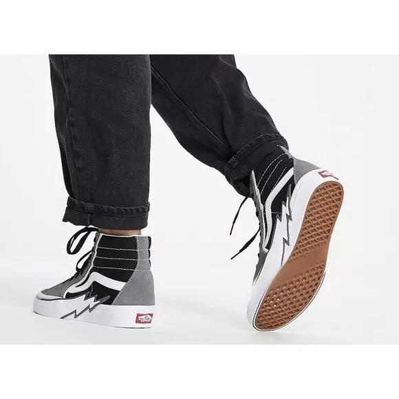 VANS Sk8 High Bolt Black Gray Suede Skateboard SB Shoes Mens 10 Fast Ship NEW