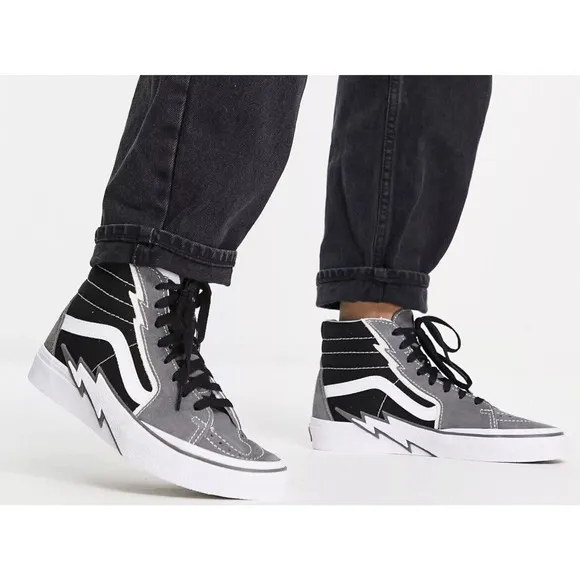 VANS Sk8 High Bolt Black Gray Suede Skateboard SB Shoes Mens 10 Fast Ship NEW