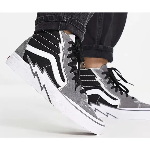 VANS Sk8 High Bolt Black Gray Suede Skateboard SB Shoes Mens 10 Fast Ship NEW