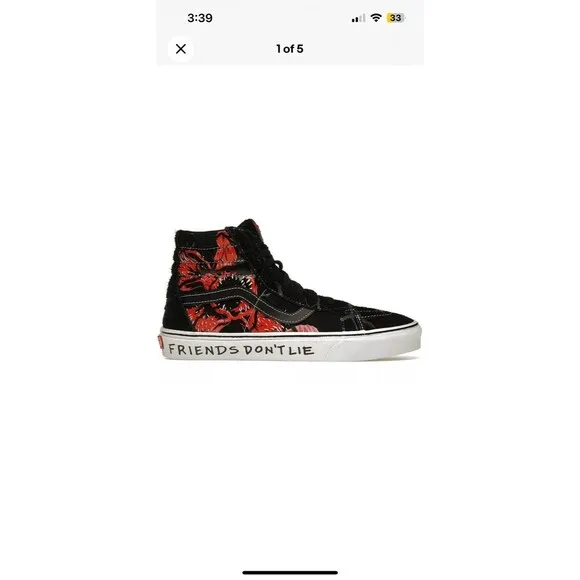 Vans Stranger Things Sk8 High Shoes Mens 10 Black Netflix Upside Down Demogorg