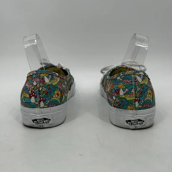 VANS Teal Blue Colorful Mushroom Print Low Top Sneaker Shoes Size M 9 / W 10.5