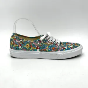 VANS Teal Blue Colorful Mushroom Print Low Top Sneaker Shoes Size M 9 / W 10.5