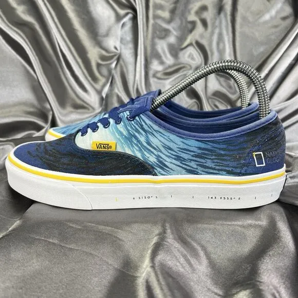 Vans Unisex National Geographic Blue Ocean Print Lace-Up Low Top Shoes M 7.5/W 9
