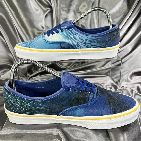 Vans Unisex National Geographic Blue Ocean Print Lace-Up Low Top Shoes M 7.5/W 9