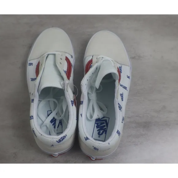 Vans Unisex Old Skool True White Print Low Top Sneakers NEW Shoes Logo Lace Up