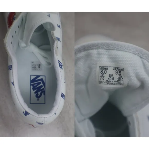 Vans Unisex Old Skool True White Print Low Top Sneakers NEW Shoes Logo Lace Up