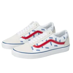Vans Unisex Old Skool True White Print Low Top Sneakers NEW Shoes Logo Lace Up