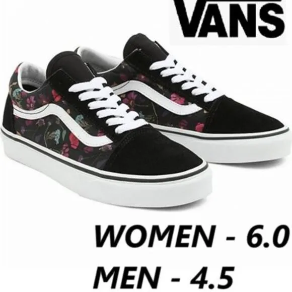 Vans - Unisex, Pressed Floral Old Skool Shoes. Size: M: 4.5, W: 6.0. NIB. (1798)