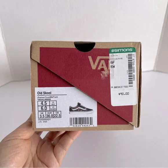 Vans - Unisex, Pressed Floral Old Skool Shoes. Size: M: 4.5, W: 6.0. NIB. (1798)