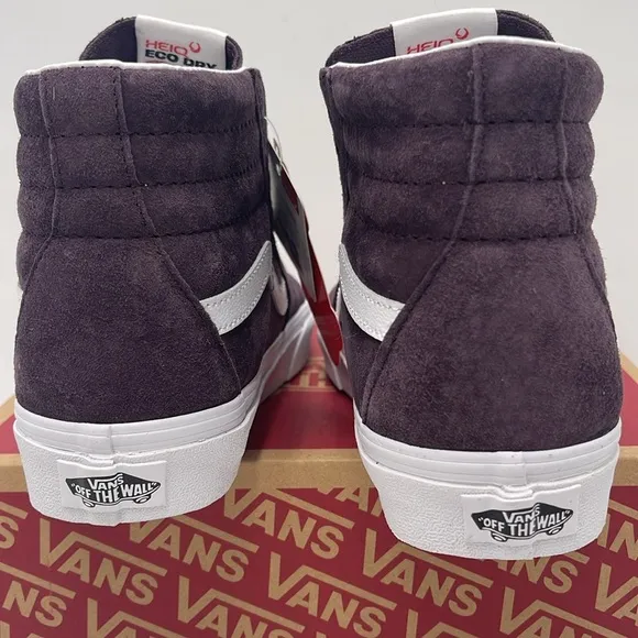 Vans WMNS High-Top Sneakers - Purple and White Sk8-HiPig Suede Wine Tasting