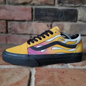 Vans Women's Skateboarding Black Athletic Low Top Flames