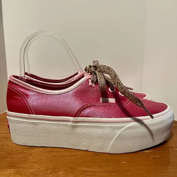 VANS x Barbie Movie Authentic Stackform Hot Pink Platform M 5 W 7 Sparkle Laces