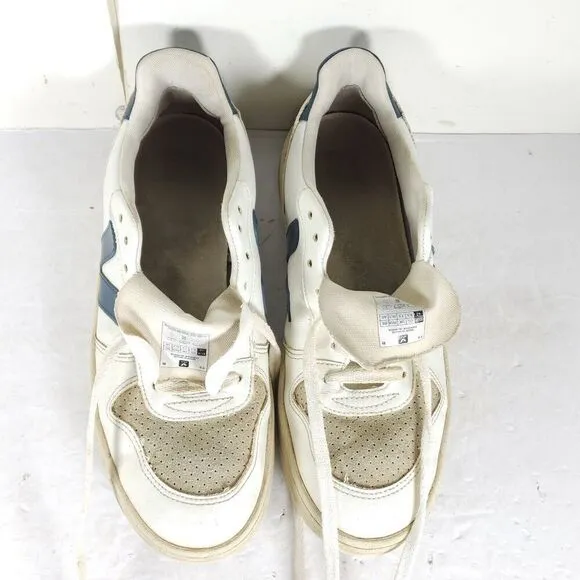 Veja Men's V-10 US 8,5 White Blue Leather Lace Up Low Top Sneakers Shoes