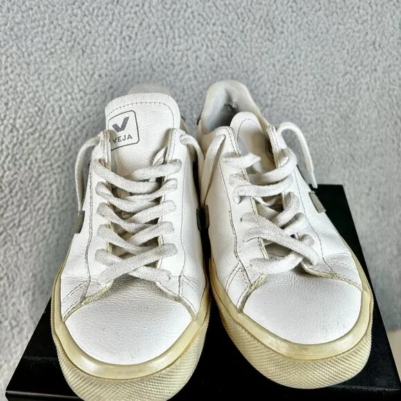 Veja Shoes Womens 8 White Esplar Leather Low Top Sneakers Amazon Rubber