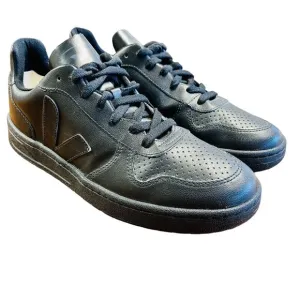 VEJA V-10 Black Leather Sneakers Shoes Lace Up Low Top Sz US 10 UK 8 EU 41