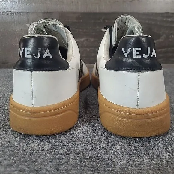 Veja V-12 Leather Low Top Sneakers Shoes White / Black Mens EUR 41 US 8‎