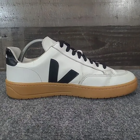 Veja V-12 Leather Low Top Sneakers Shoes White / Black Mens EUR 41 US 8‎