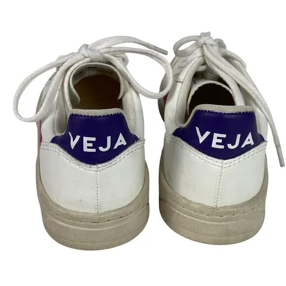 Veja White Pink Purple Lethear Sneaker Womens Size 5
