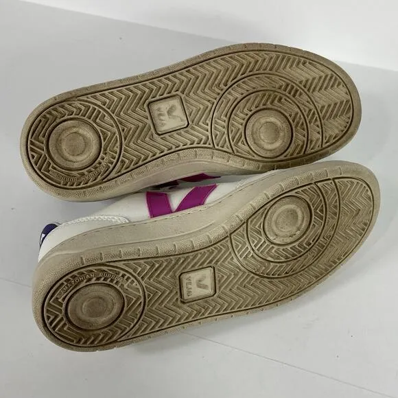 Veja White Pink Purple Lethear Sneaker Womens Size 5