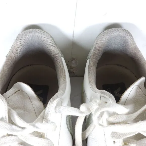Veja Women's Esplar US 9 White Green Smooth Leather Low Top Sneakers Shoes
