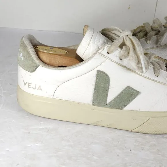 Veja Women's Esplar US 9 White Green Smooth Leather Low Top Sneakers Shoes