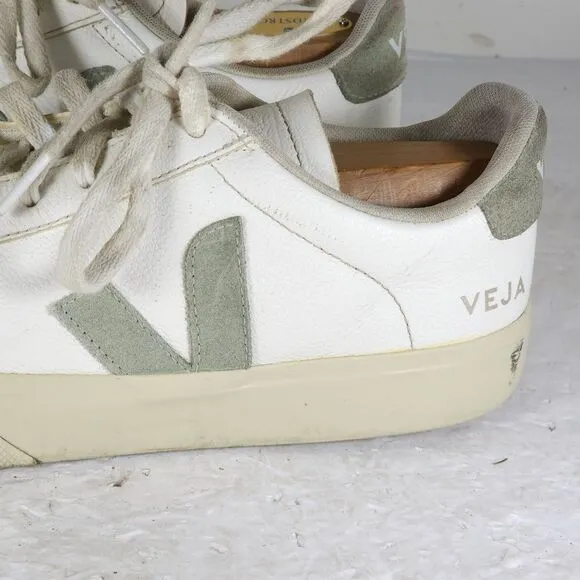 Veja Women's Esplar US 9 White Green Smooth Leather Low Top Sneakers Shoes