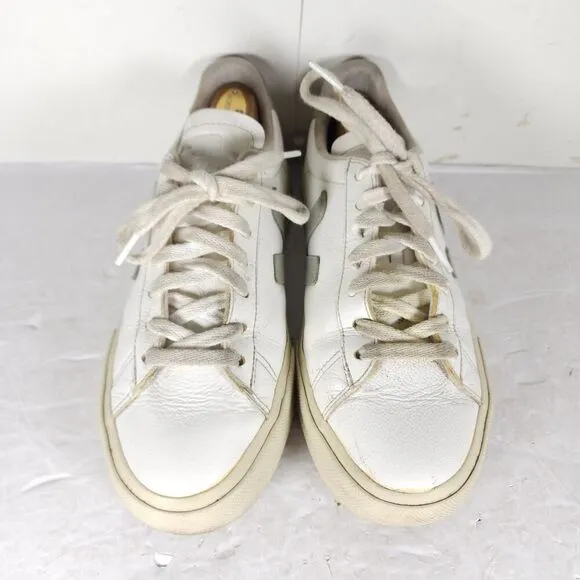 Veja Women's Esplar US 9 White Green Smooth Leather Low Top Sneakers Shoes