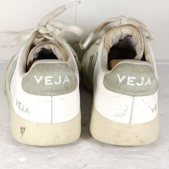 Veja Women's Esplar US 9 White Green Smooth Leather Low Top Sneakers Shoes