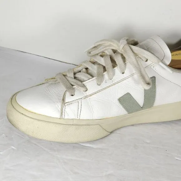 Veja Women's Esplar US 9 White Green Smooth Leather Low Top Sneakers Shoes
