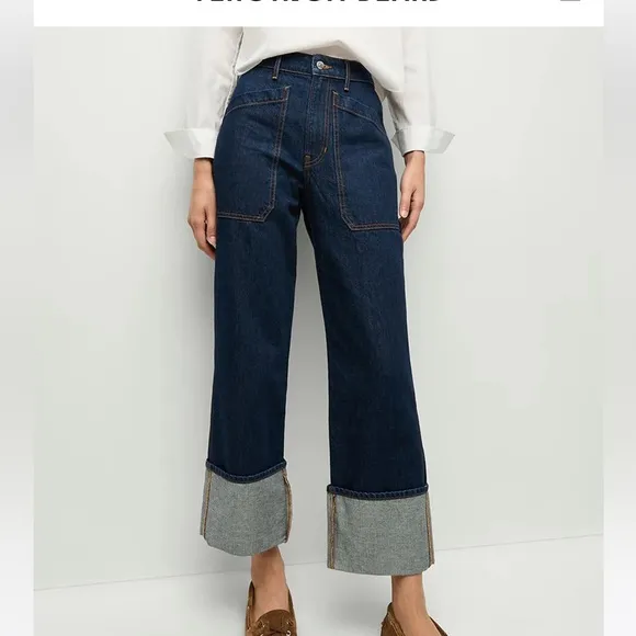 Veronica Beard NEW Dylan High Cuffed Cargo Rise Straight Leg Jean size 25 NWT
