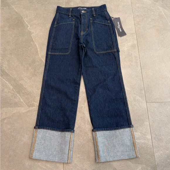 Veronica Beard NEW Dylan High Cuffed Cargo Rise Straight Leg Jean size 25 NWT