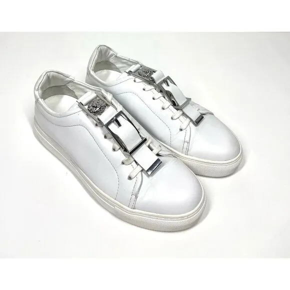 Versace Couture Versus Silver Buckle Low Top Leather Trainers Shoes Women 5 (35)