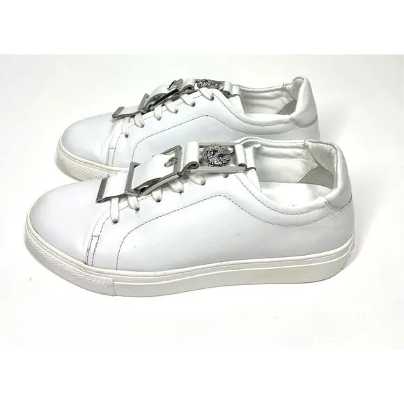 Versace Couture Versus Silver Buckle Low Top Leather Trainers Shoes Women 5 (35)