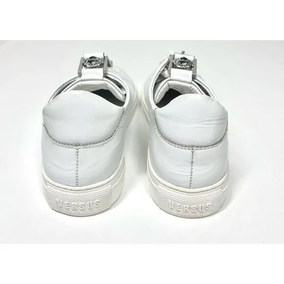 Versace Couture Versus Silver Buckle Low Top Leather Trainers Shoes Women 5 (35)