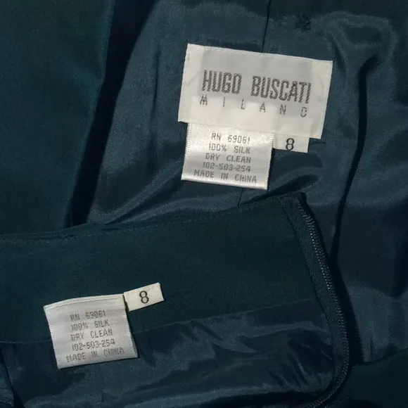 Vintage 100% Silk Hugo Buscati Milano Skirt Suit