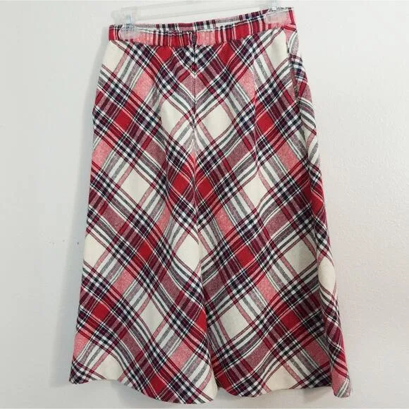 Vintage 60s Catalina plaid check midi skirt wool