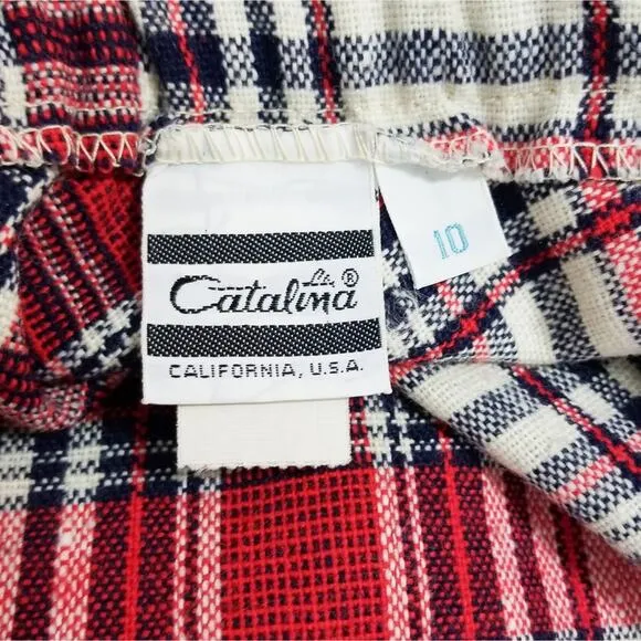 Vintage 60s Catalina plaid check midi skirt wool
