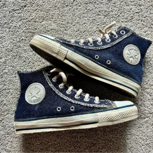 Vintage 90s Converse All Star Hi Inside Out Denim Shoes USA Womens 7.5 Mens 5.5
