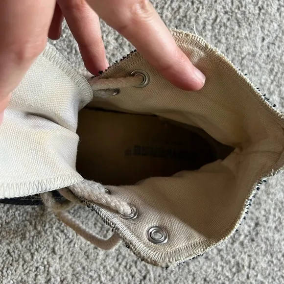 Vintage 90s Converse All Star Hi Inside Out Denim Shoes USA Womens 7.5 Mens 5.5