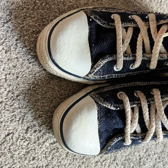 Vintage 90s Converse All Star Hi Inside Out Denim Shoes USA Womens 7.5 Mens 5.5