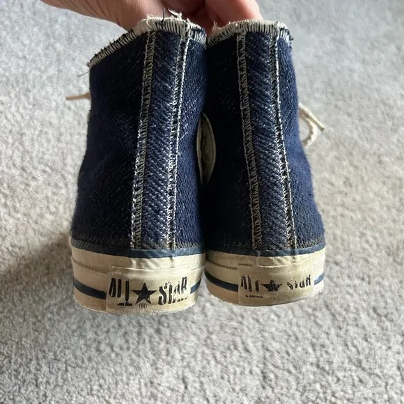 Vintage 90s Converse All Star Hi Inside Out Denim Shoes USA Womens 7.5 Mens 5.5