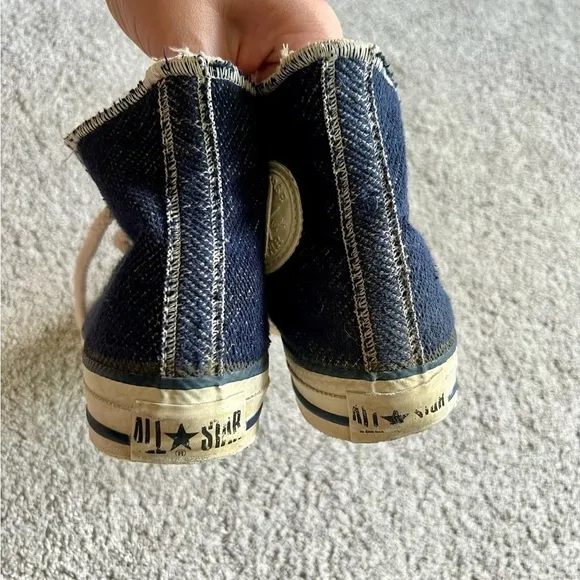 Vintage 90s Converse All Star Hi Inside Out Denim Shoes USA Womens 7.5 Mens 5.5