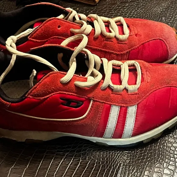Vintage Diesel PSYKE Low Top Sneakers Avant-Garde Y2K Style Sz 44 US 10.5 Red