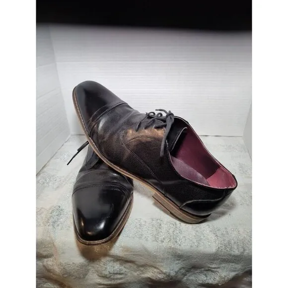 VINTAGE FOUNDRY CO. Men's Black Leather Lace-Up Oxford Shoes SZ 10.5 VF1004-SE