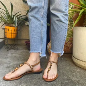 Vintage orange/brown Gucci shoes with exclusive bamboo decor