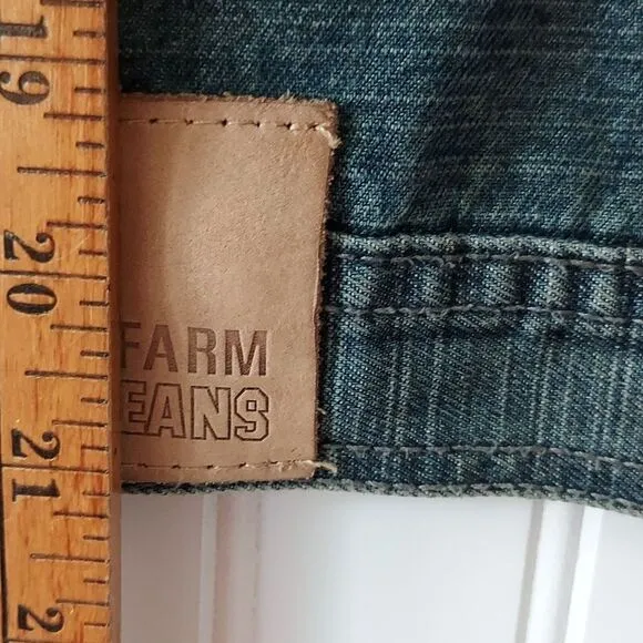 Vintage Phat Farm Women's XL‎ Denim Blue Jean Jacket Embroidery Y2K 90s