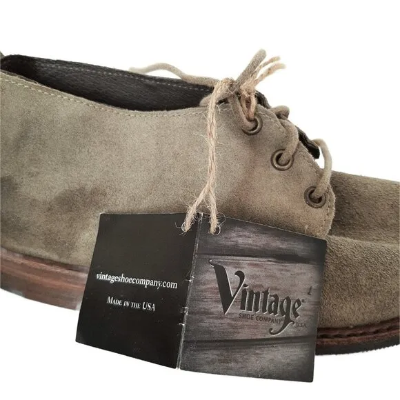 Vintage Shoe Company Women Olive Green Suede Chukka Ankle Lace Up Boots Size 6
