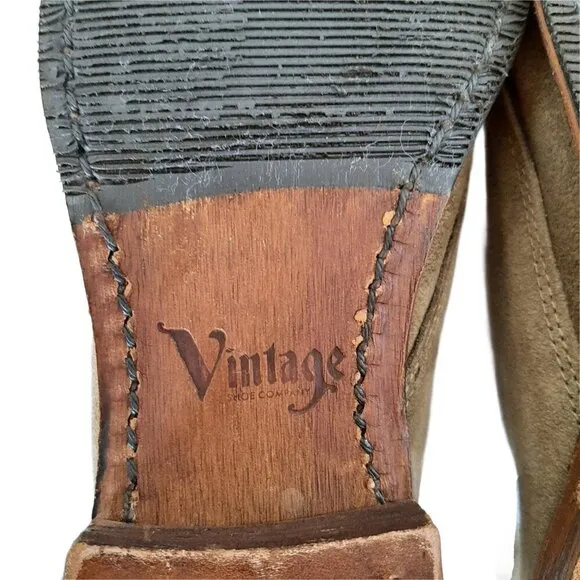 Vintage Shoe Company Women Olive Green Suede Chukka Ankle Lace Up Boots Size 6
