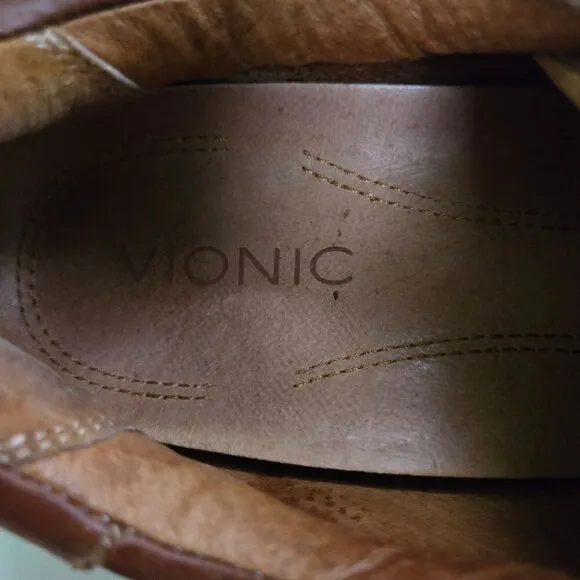 Vionic Baldwin Brown Leather Lace Up Shoes Size 10.5